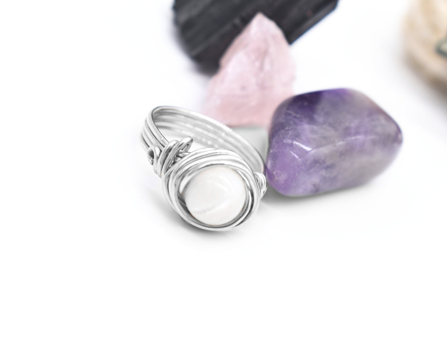 Mother of Ocean Pearl Celtic Meditation Ring