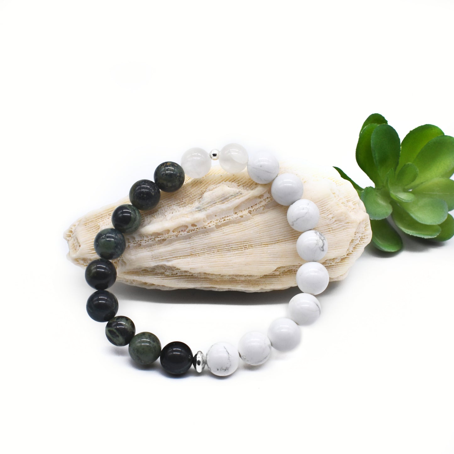Howlite and Kambaba Jasper Healing Bracelet – Deep Peace, Emotional Balance and Grounding