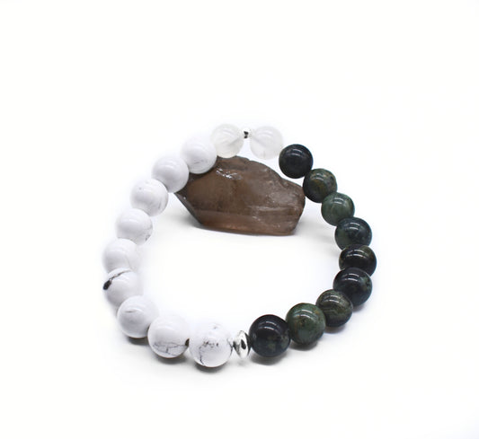 Howlite and Kambaba Jasper Healing Bracelet – Deep Peace, Emotional Balance and Grounding