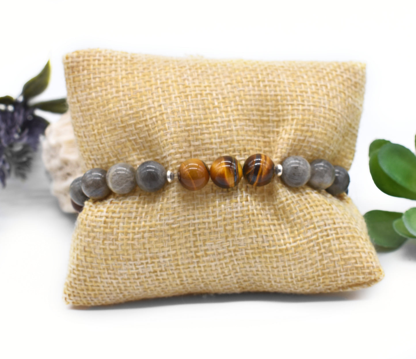 Protective Labradorite & Tiger’s Eye Gemstone Bracelet – Grounding, Intuition and Shielding Energy🌞