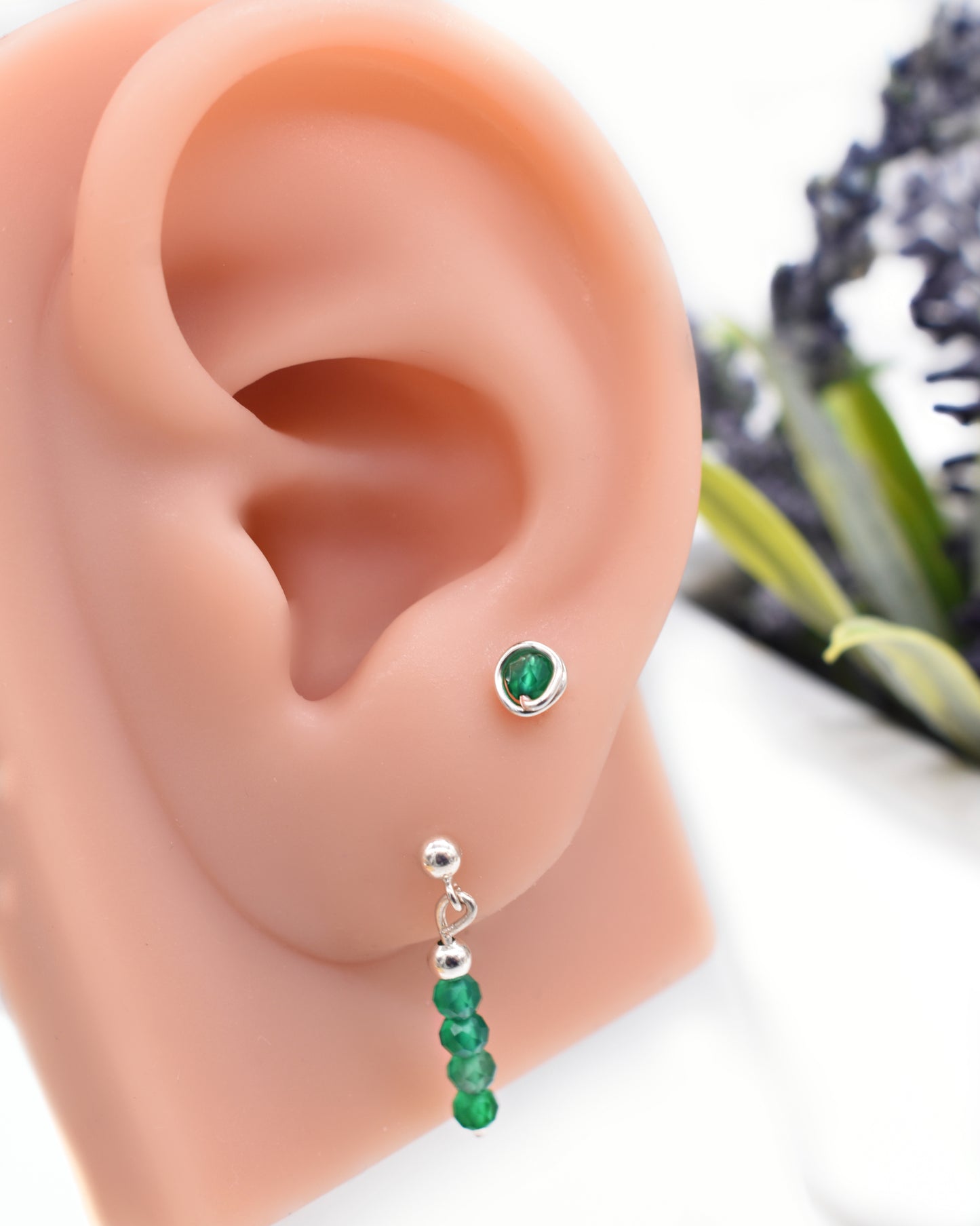 🌿 Healing Green Onyx Stud Earrings and Chandler Earring Set – Confidence, Protection and Heart-Centered Energy🌿