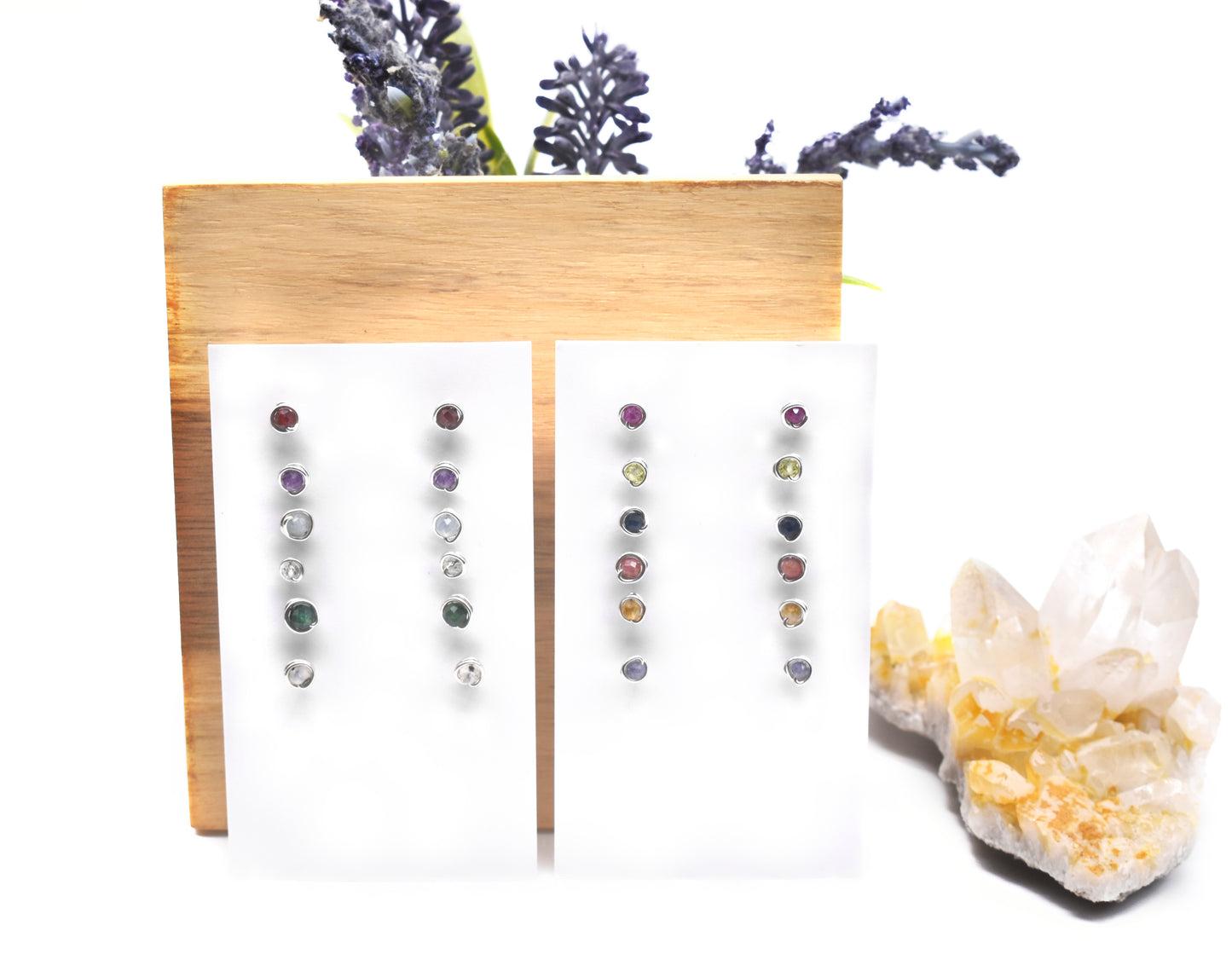 Healing Reiki-Infused Birthstone Earring Studs – Personalized Energy for Every Month