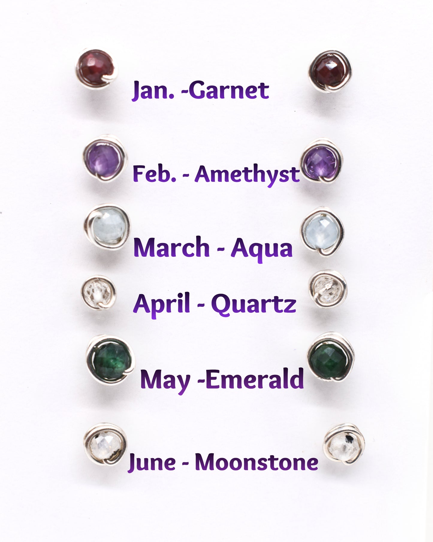 Healing Reiki-Infused Birthstone Earring Studs – Personalized Energy for Every Month