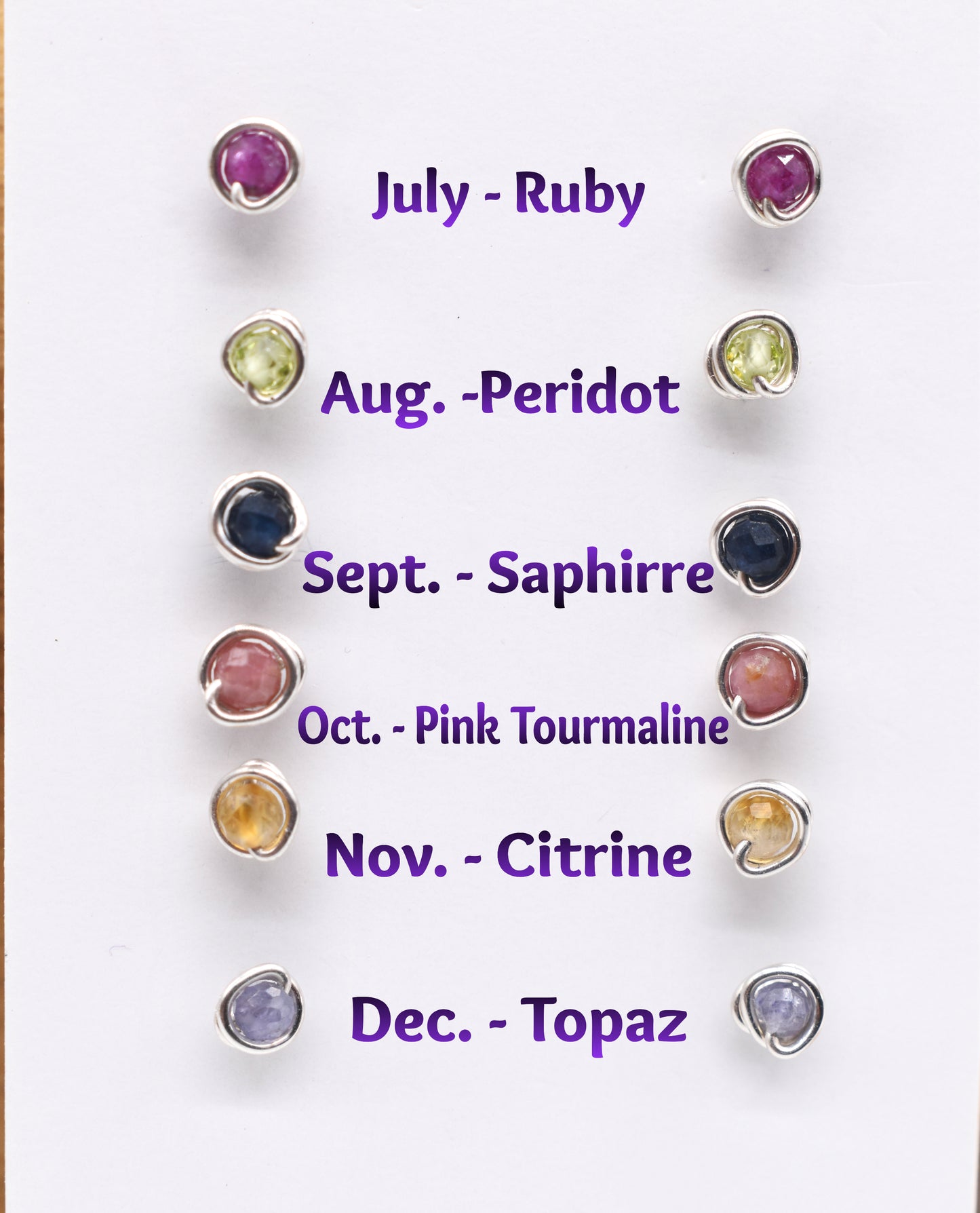 Healing Reiki-Infused Birthstone Earring Studs – Personalized Energy for Every Month