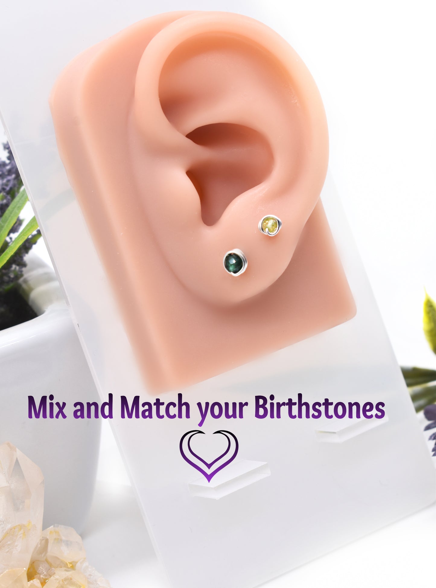 Healing Reiki-Infused Birthstone Earring Studs – Personalized Energy for Every Month