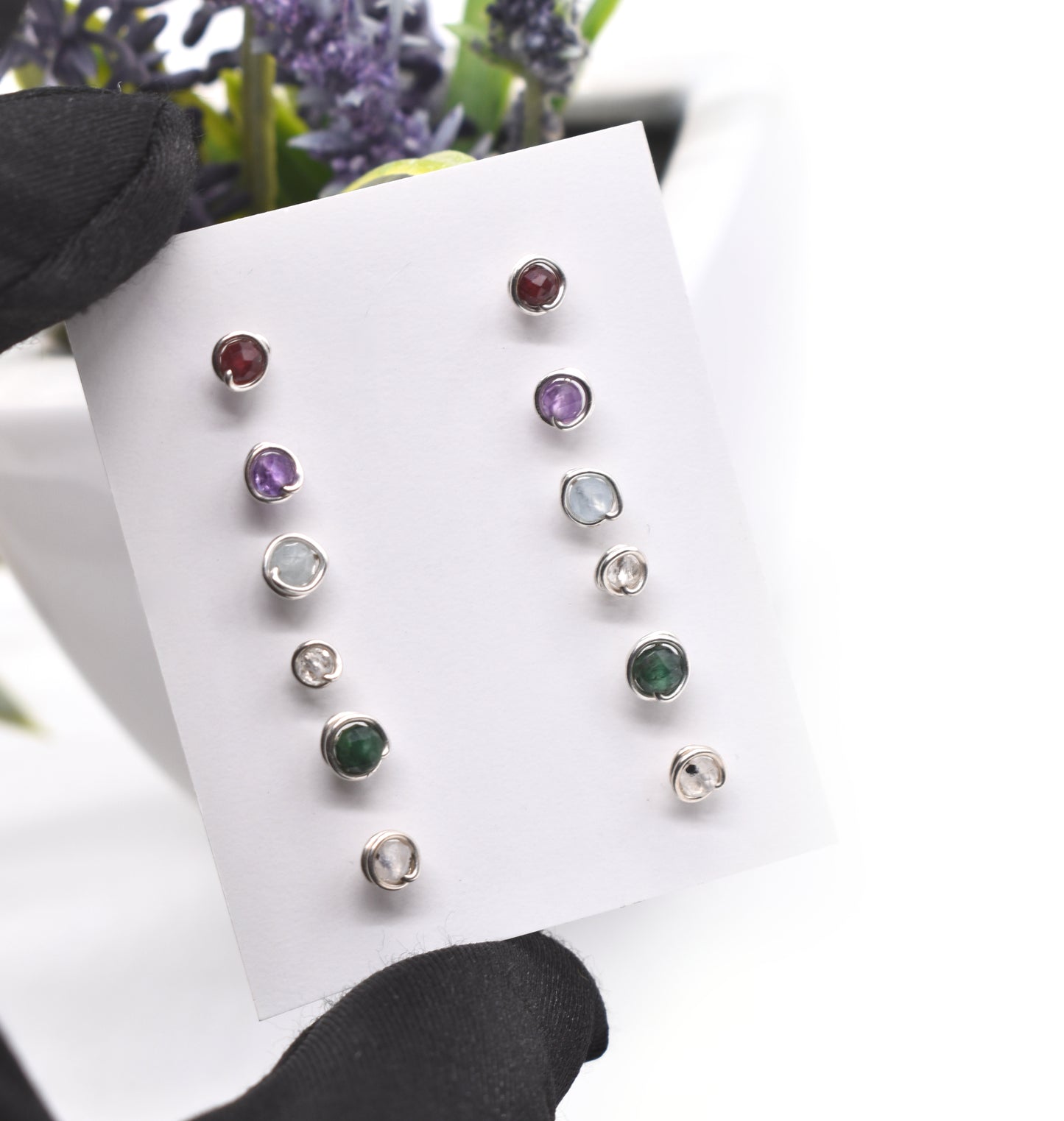 Healing Reiki-Infused Birthstone Earring Studs – Personalized Energy for Every Month