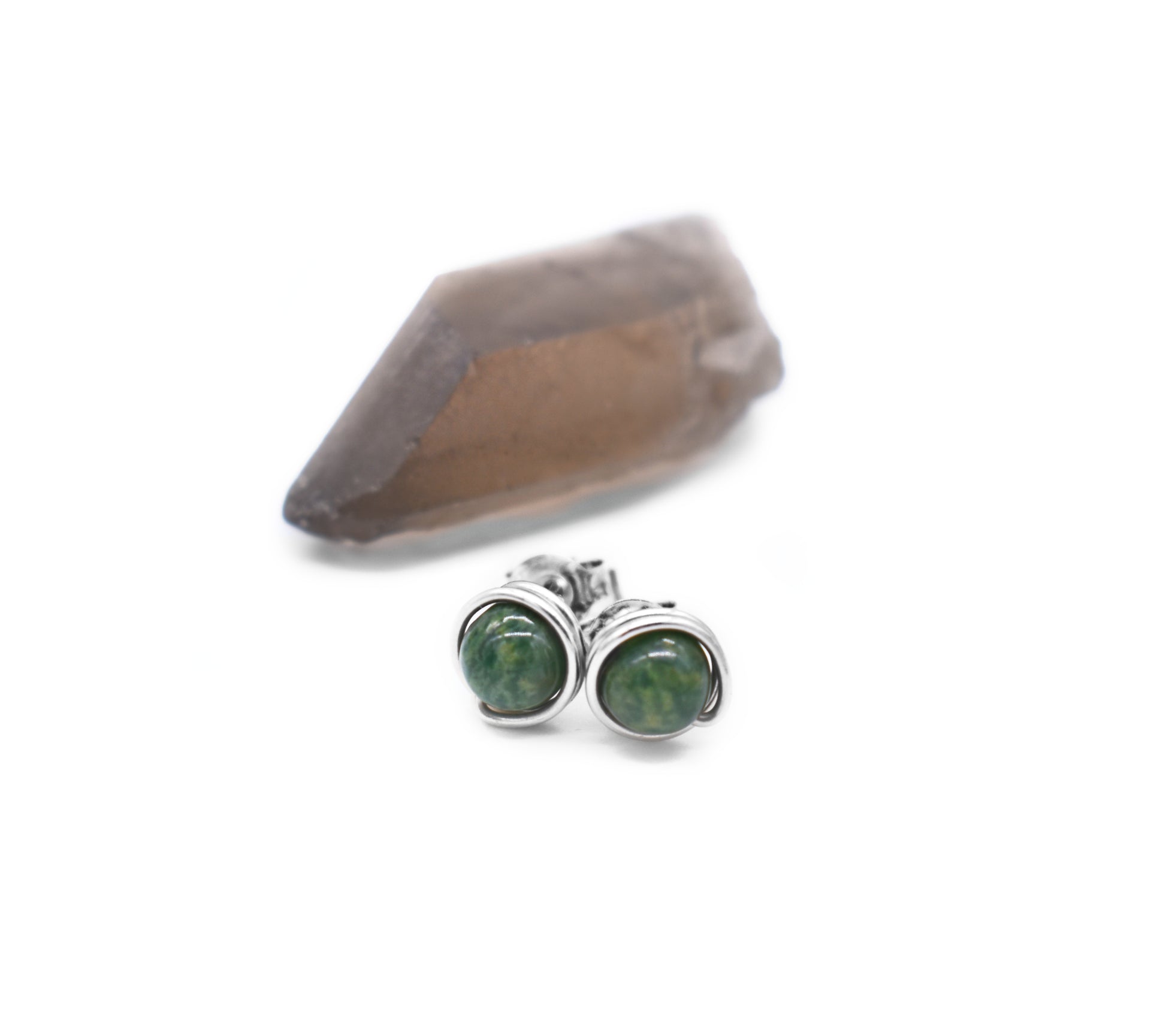 Natural Jade Stud Earrings 6mm
