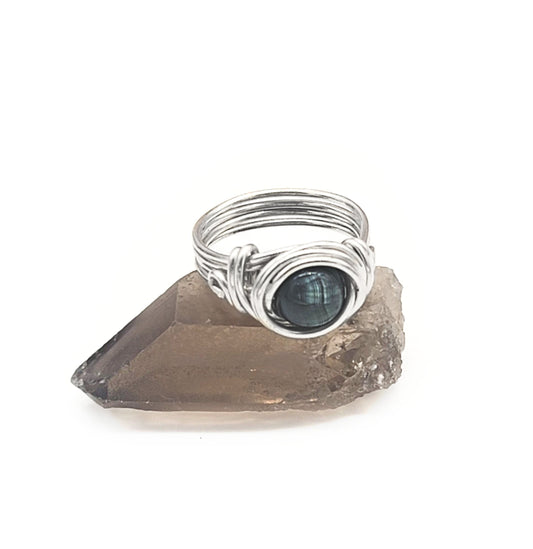 Green Seraphinite Celtic Meditation Ring