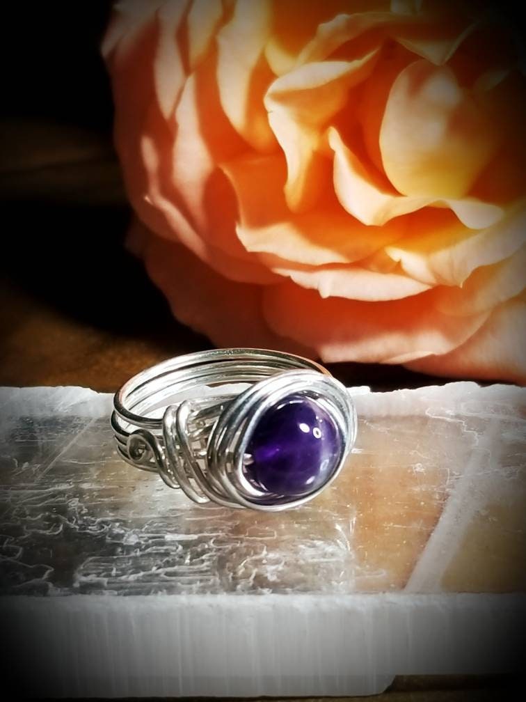 Amethyst Crystal Reiki Meditation Ring
