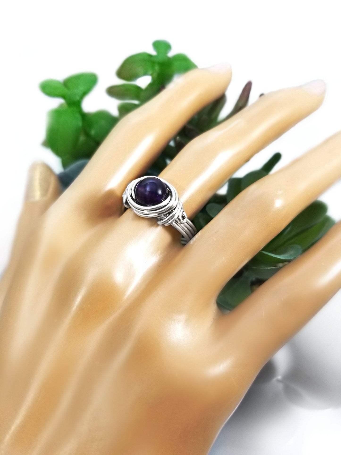 Amethyst Crystal Reiki Meditation Ring