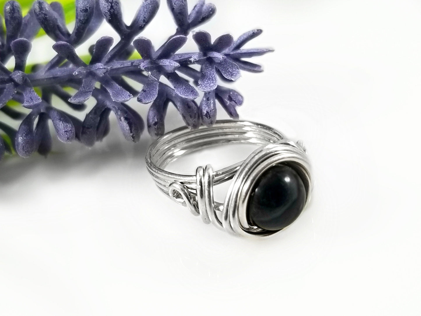 Black Tourmaline Celtic Meditation Ring