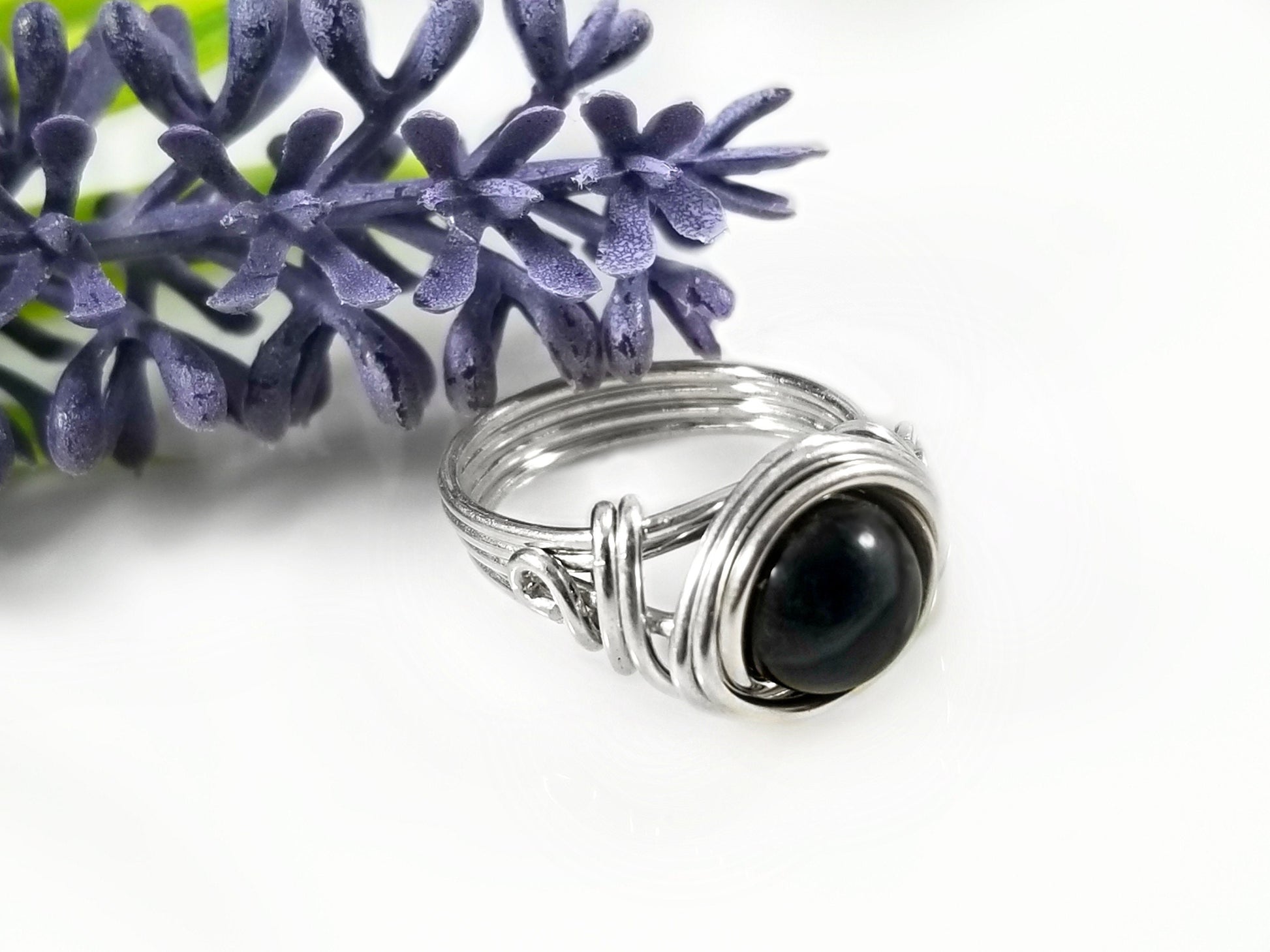 Black Tourmaline Celtic Meditation Ring