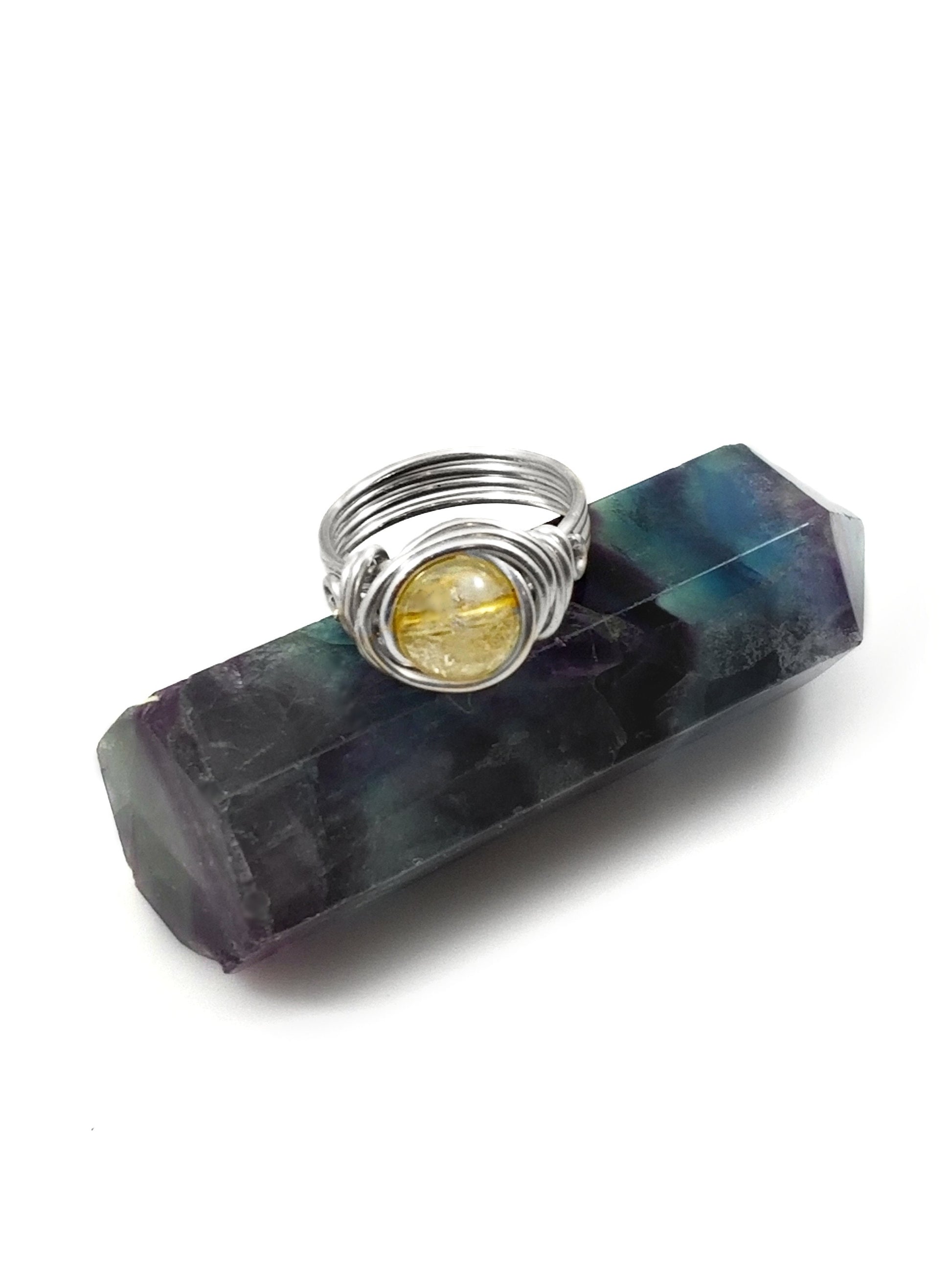 Citrine Crystal Celtic Meditation Ring