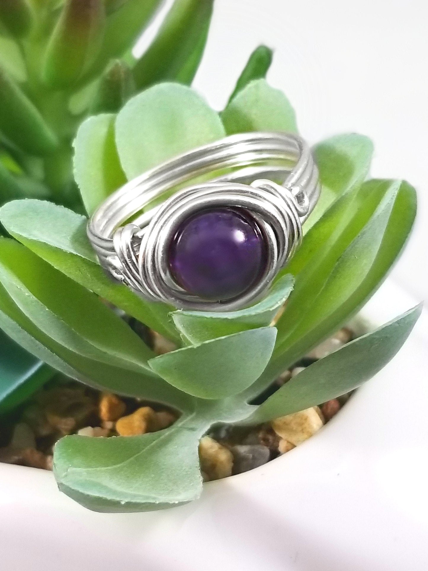 Amethyst Crystal Reiki Meditation Ring
