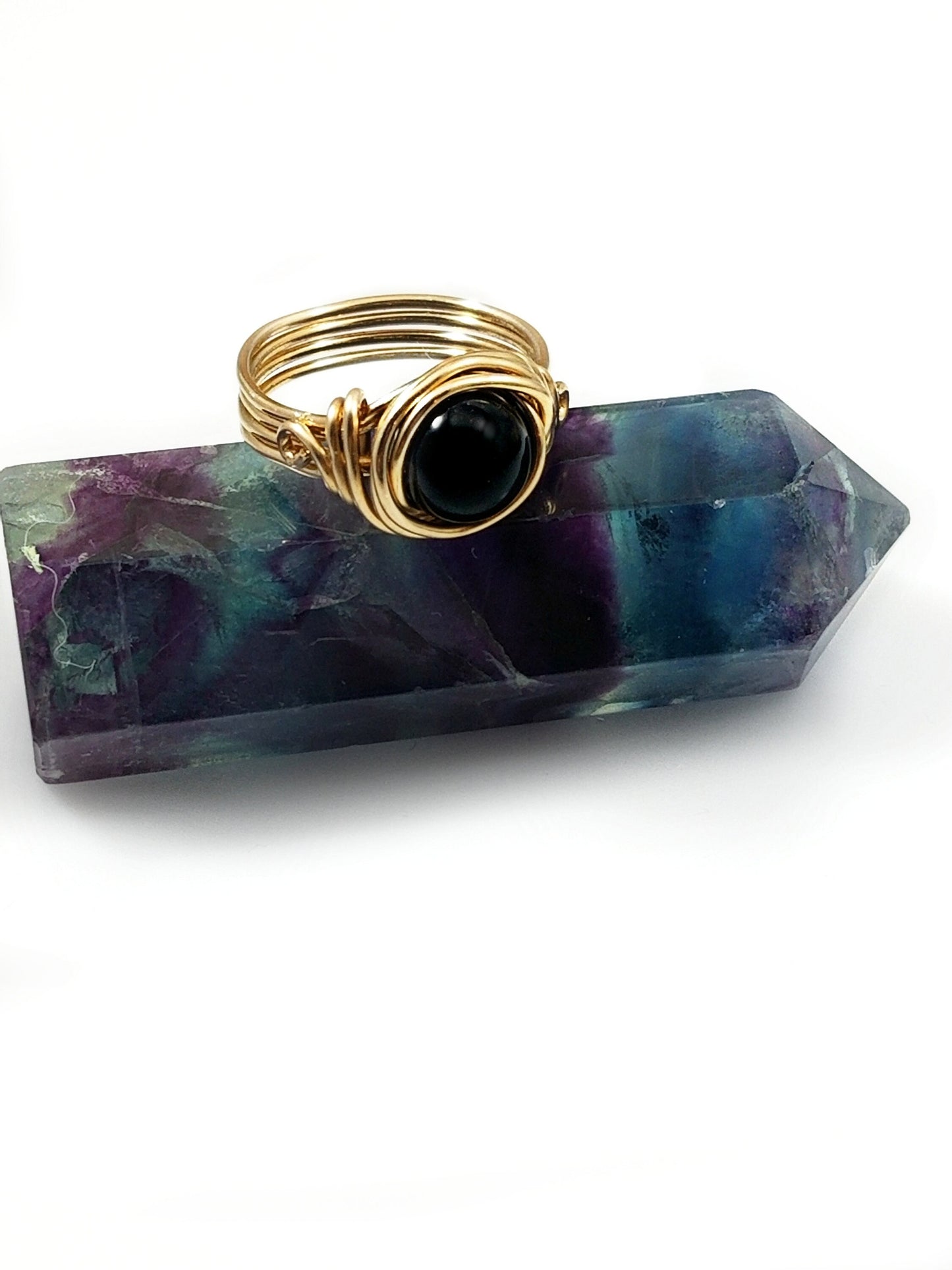 Black Obsidian Celtic Meditation Ring