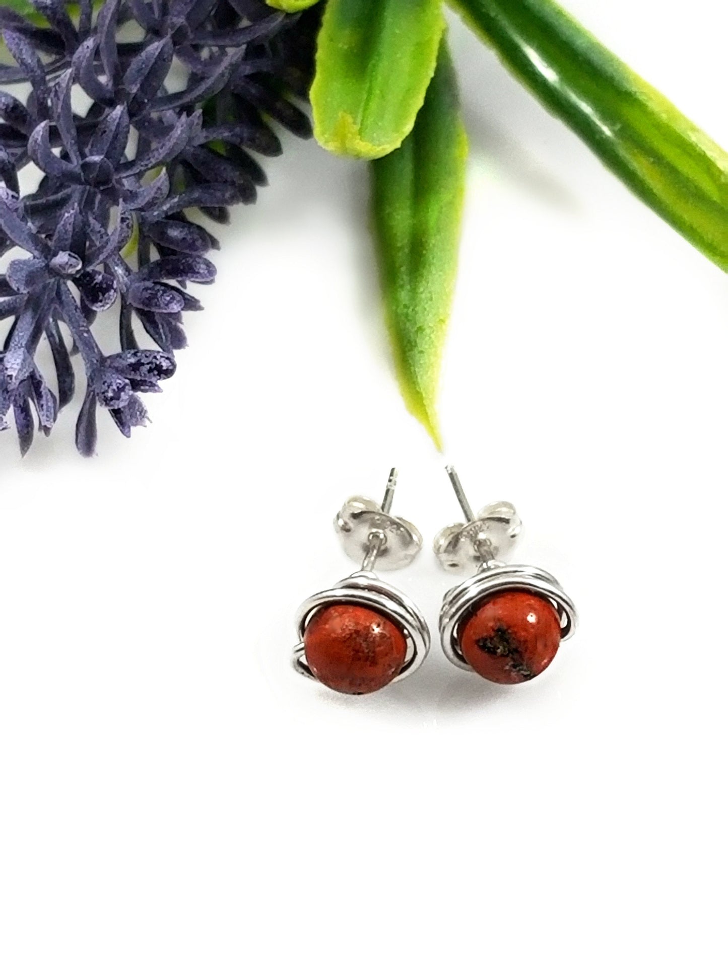 Red Jasper 6mm Studs