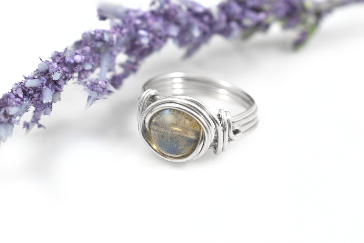 Labradorite Flashy Blue Celtic Meditation Ring
