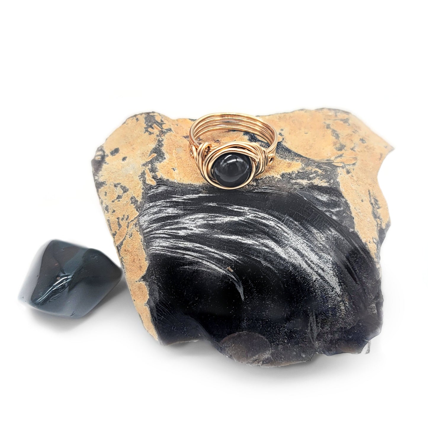 Black Obsidian Celtic Meditation Ring