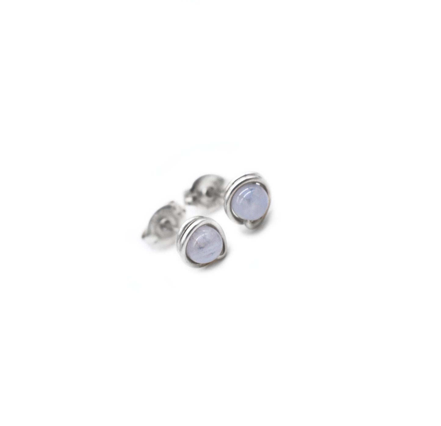 Blue Lace Agate 4mm Studs