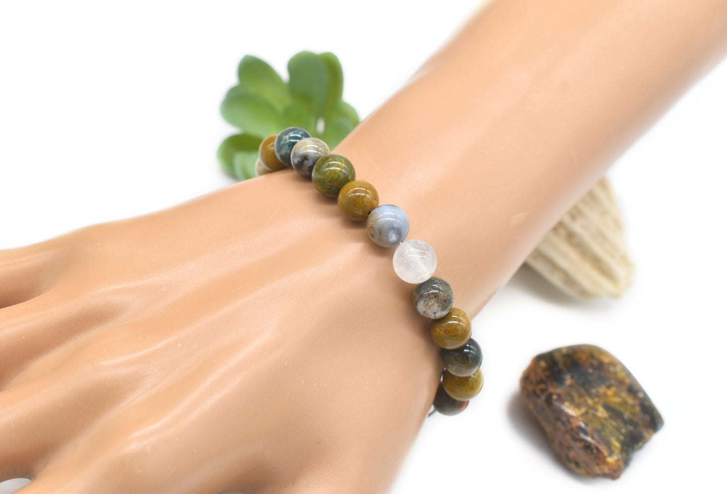 Ocean Jasper Gemstone Beaded Bracelet