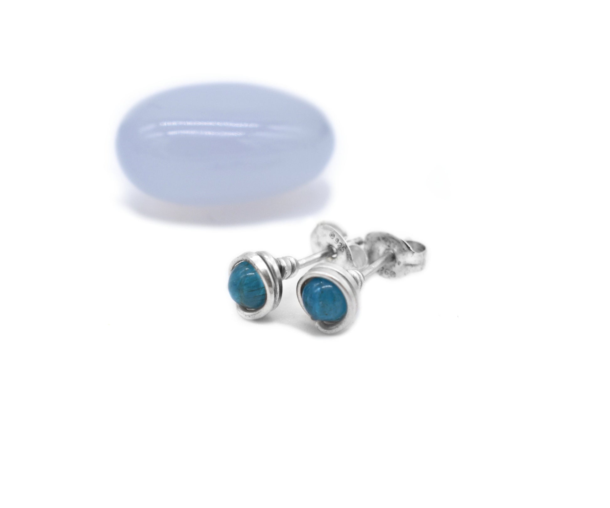 Teal Blue 4mm Apatite Gemstone Studs