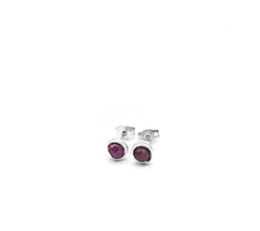 Faceted Ruby Red  4mm Studs