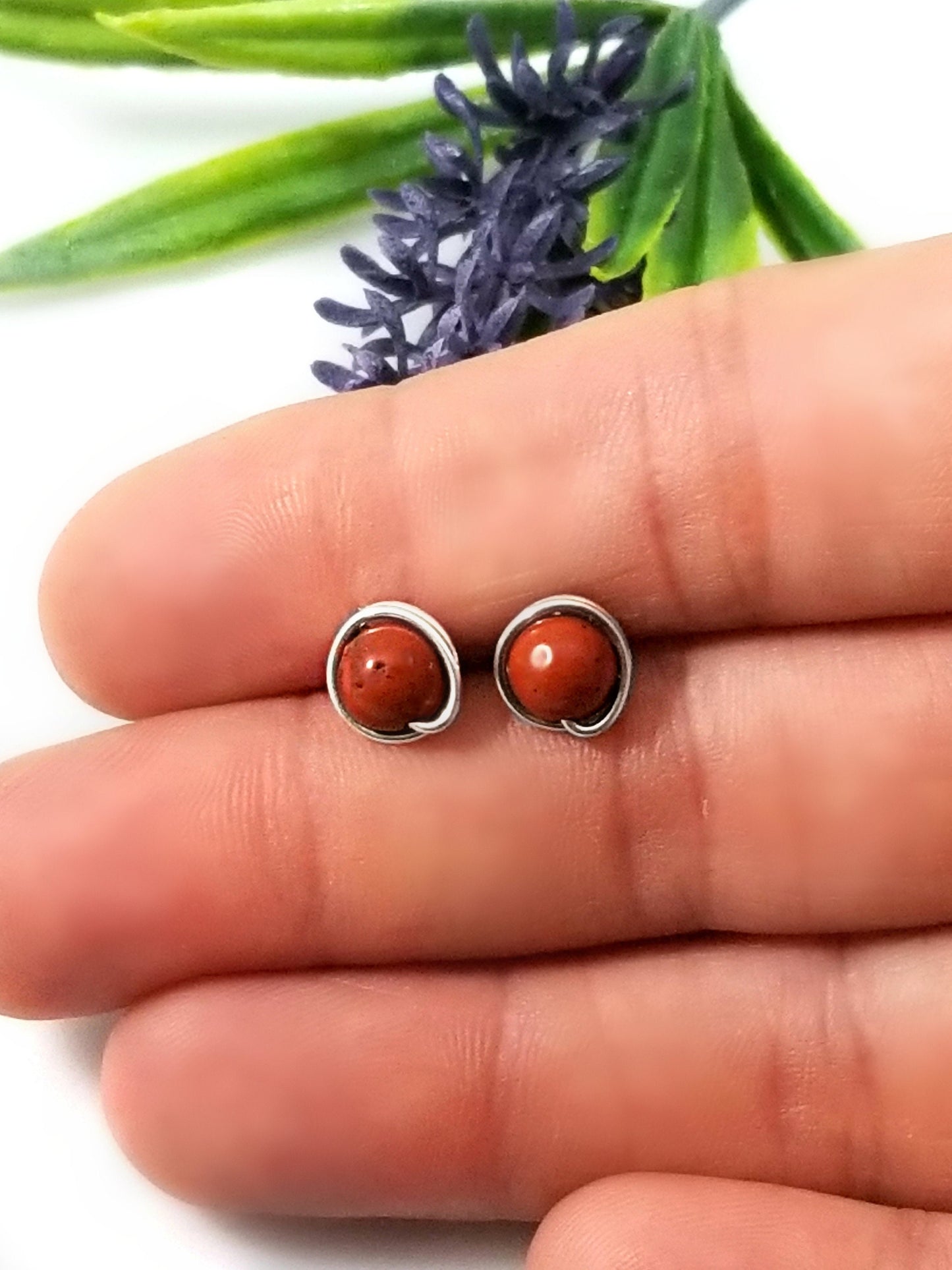 Red Jasper 6mm Studs