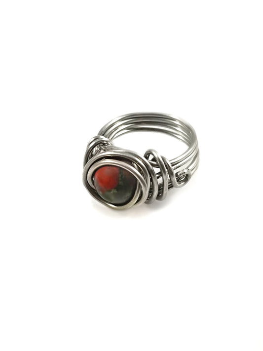 African Bloodstone Jasper Meditation Celtic Rings
