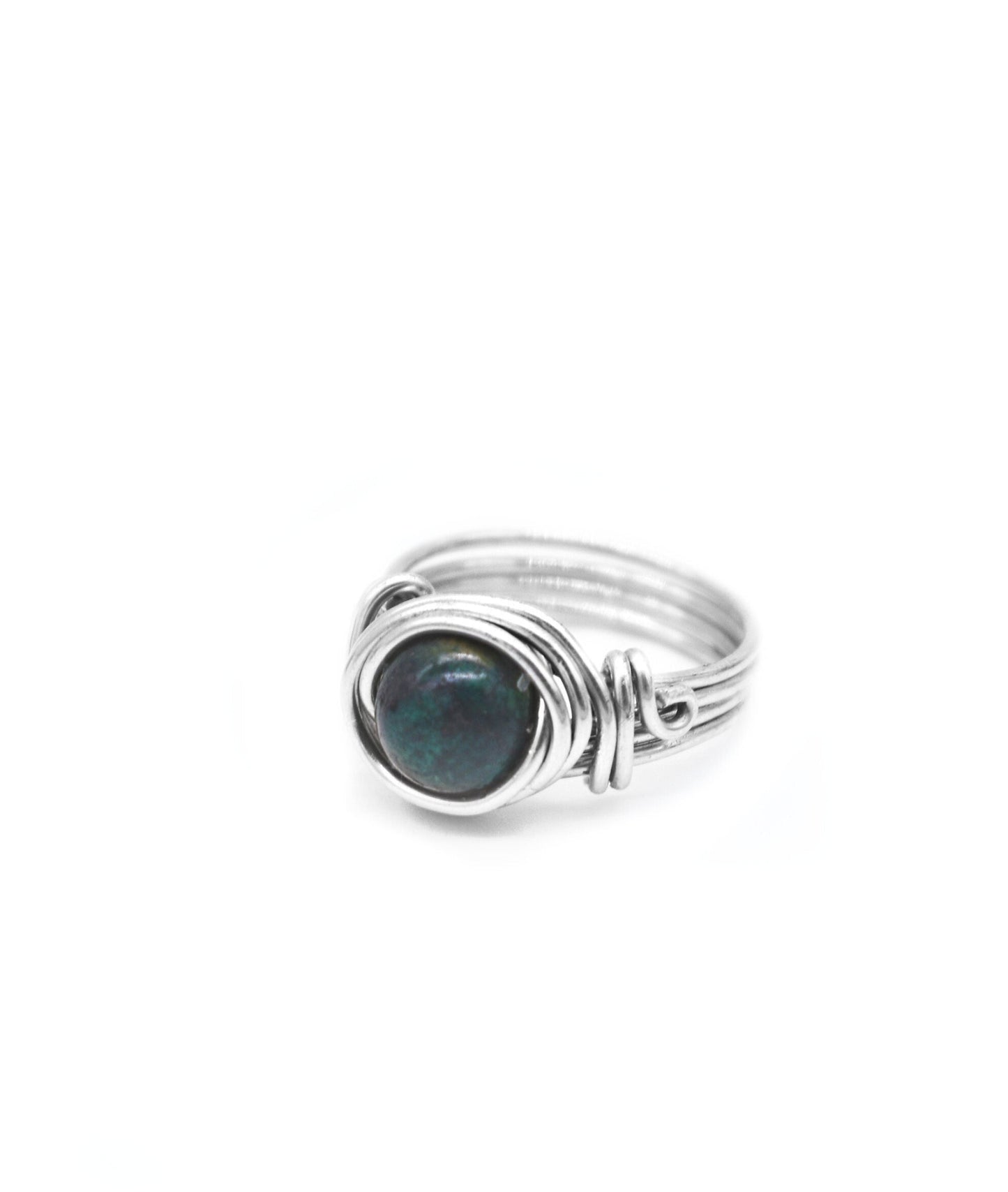 Chrysocolla Gemstone Celtic Meditation Ring