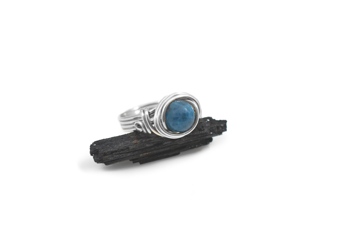 Teal Blue Apatite Crystal Meditation Celtic Ring