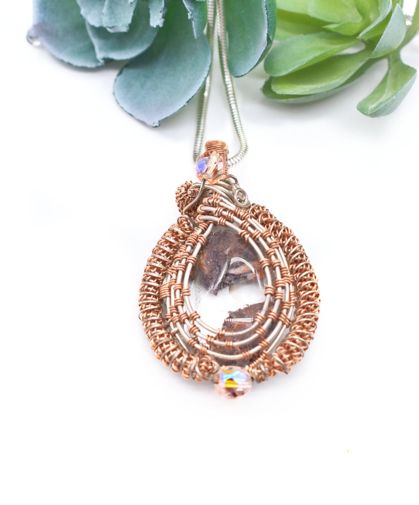 Magical 14k Rose Gold Filled Sterling Silver Lodolite Quartz Pendant