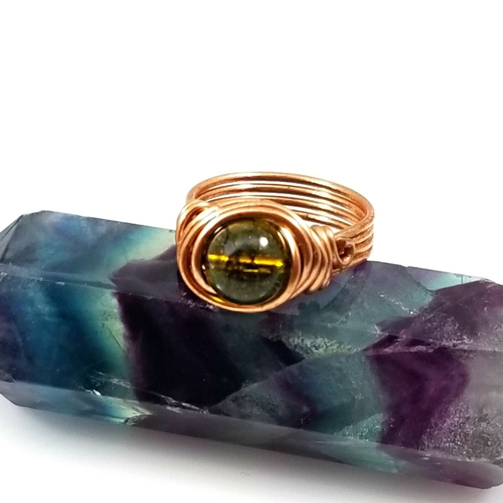 Green Peridot Celtic Meditation Ring
