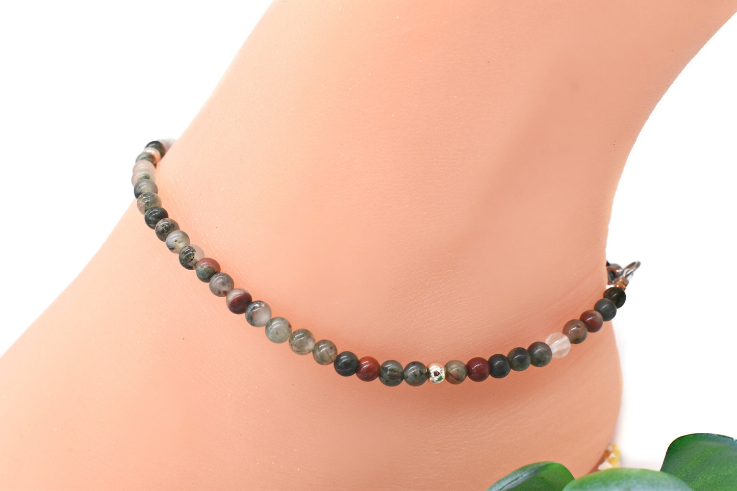 Bloodstone Sterling Silver Ankle Bracelet