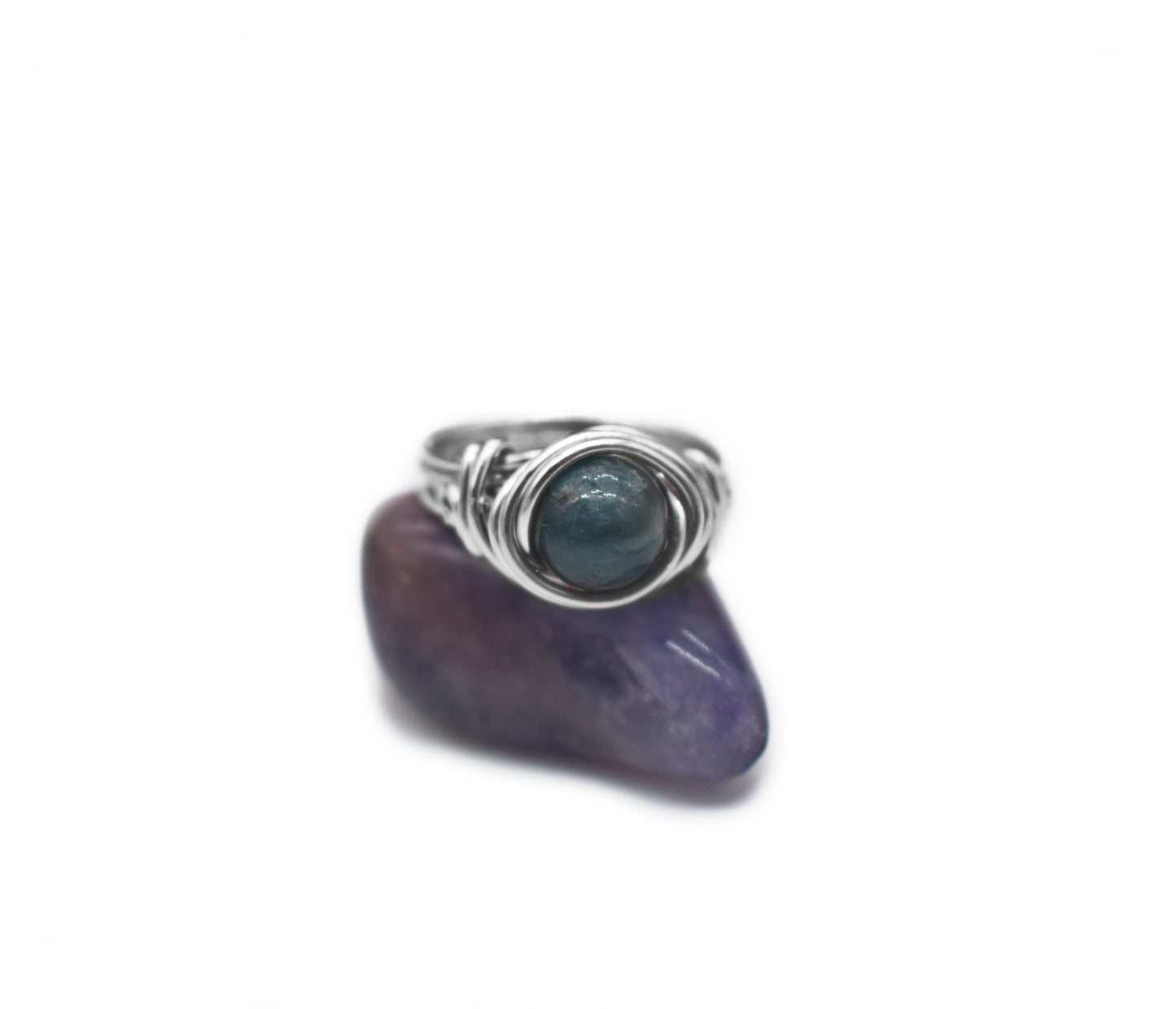 Green Moss Agate Meditation Ring 