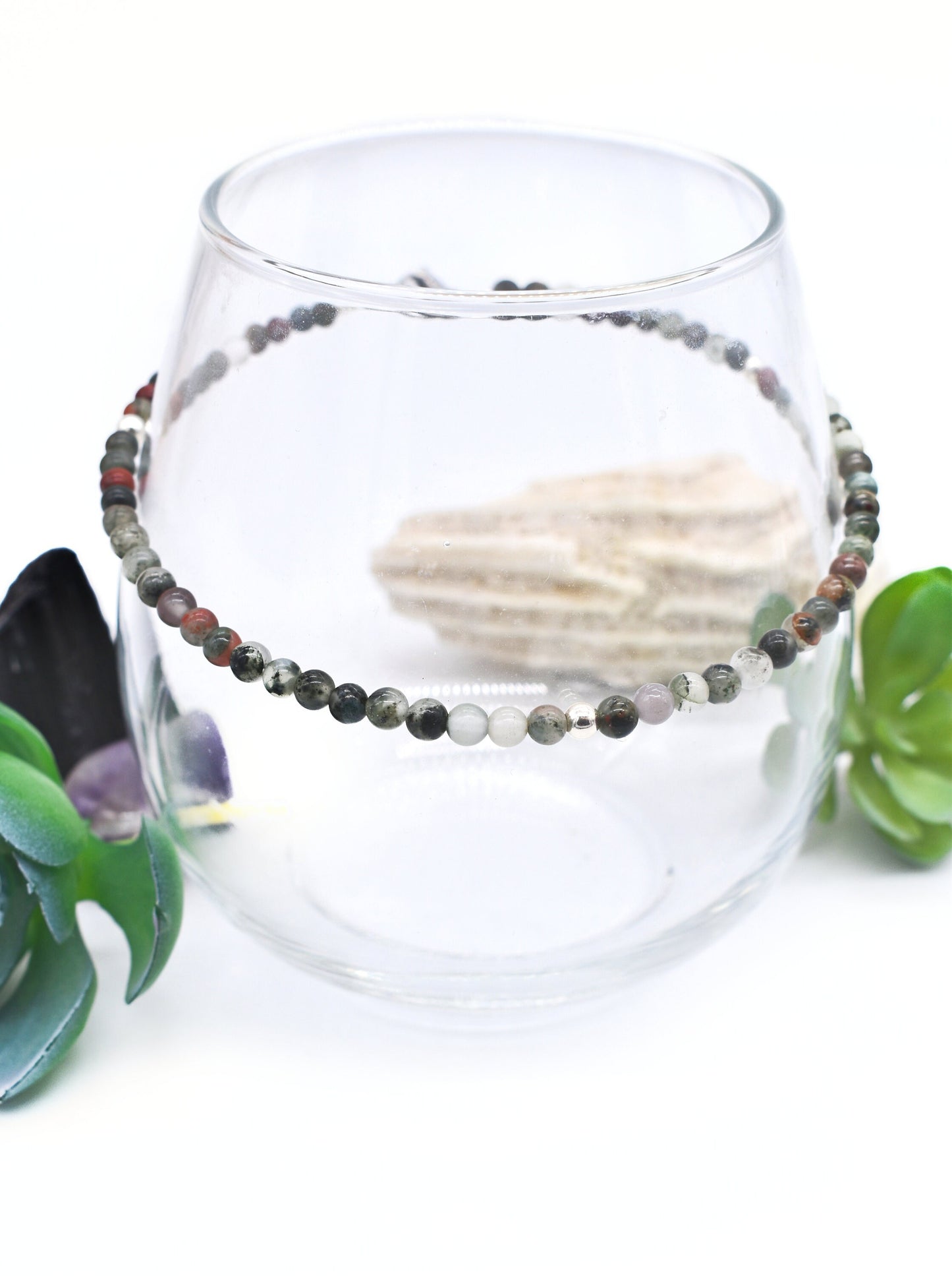 Bloodstone Sterling Silver Ankle Bracelet