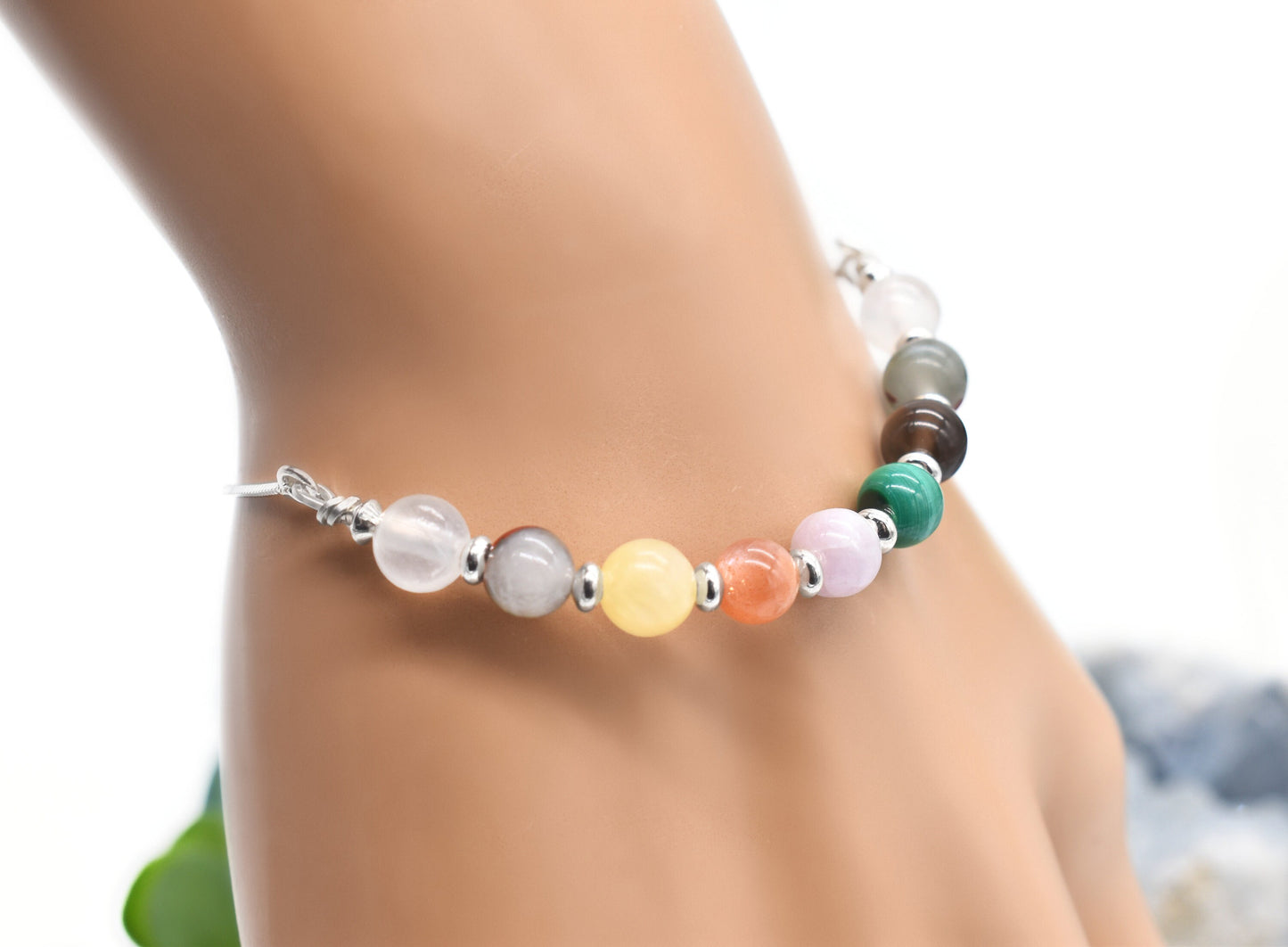 Cancer Support Crystal and Sterling Adjustable Bracelet