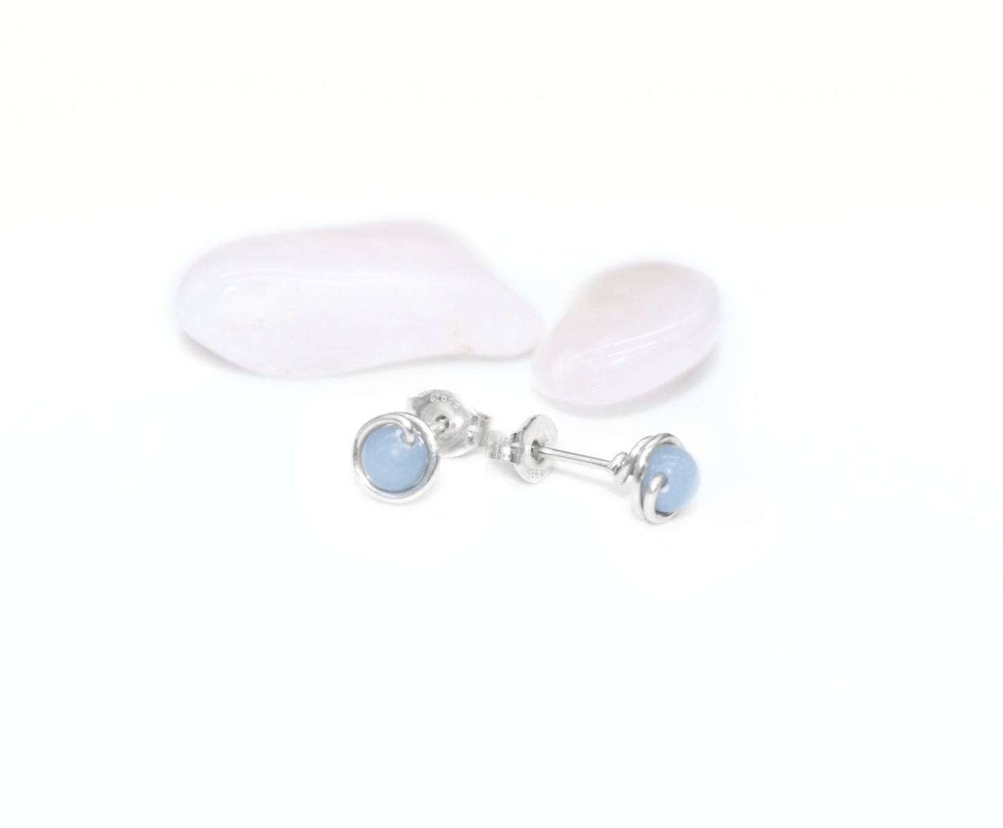 Angelite Stud Earrings 4mm