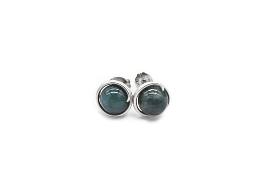 Dark Green Moss Agate 6mm Studs