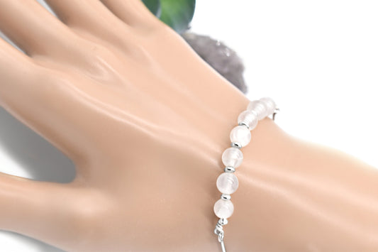 Selenite Adjustable Sterling Silver Cleansing Bracelet