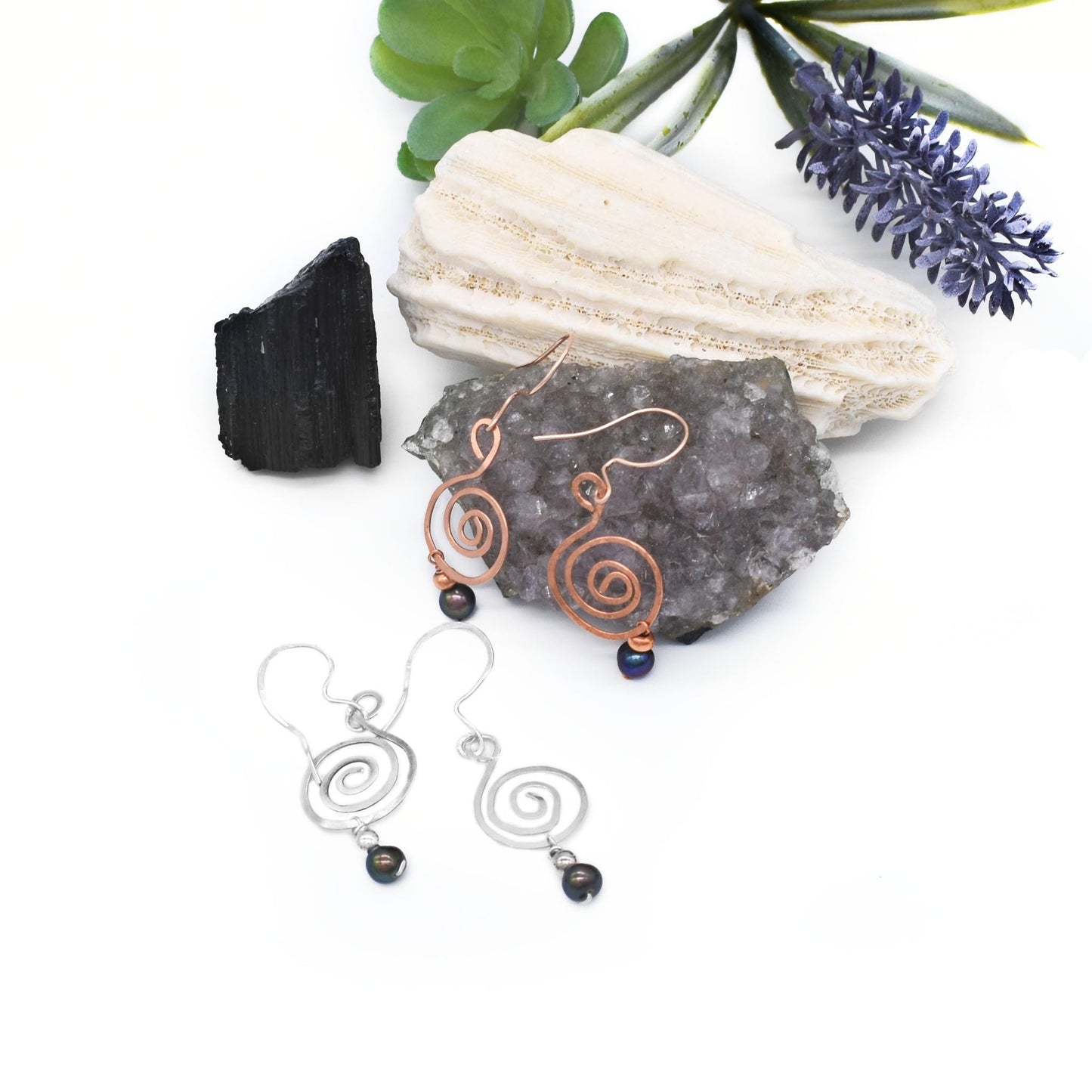Hammered Pear Boho Earrings/ Pearl Earrings/ Handmade Jewelry/ Personal Gifts/ AAA Black Peacock Pears