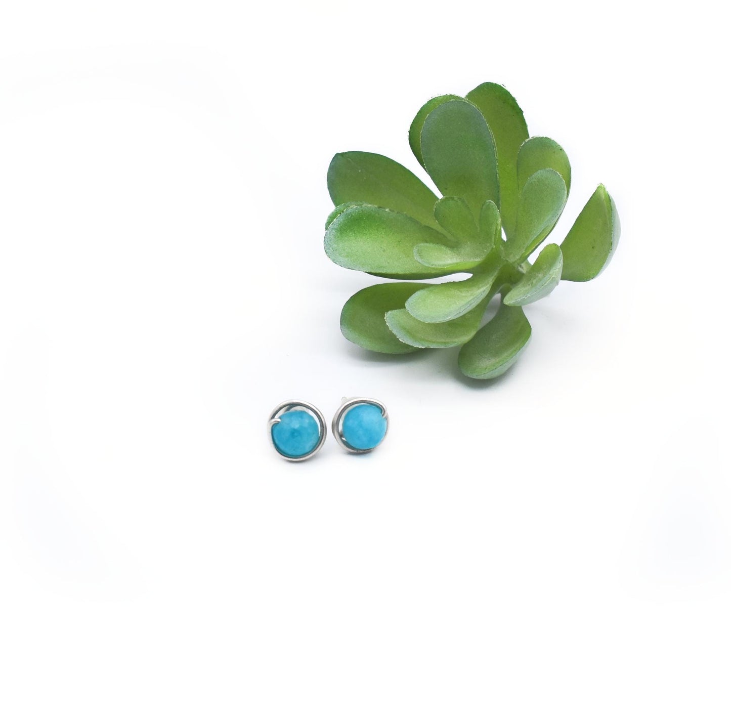 6mm Amazonite Faceted Handmade Studs