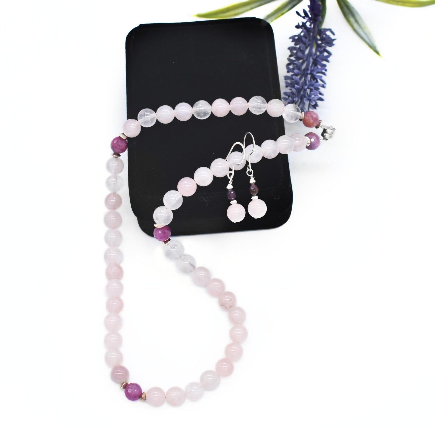 Rose Quartz and Ruby Necklace Set/ The Unconditional Love Power Necklace Set/ Healing Energy Necklace
