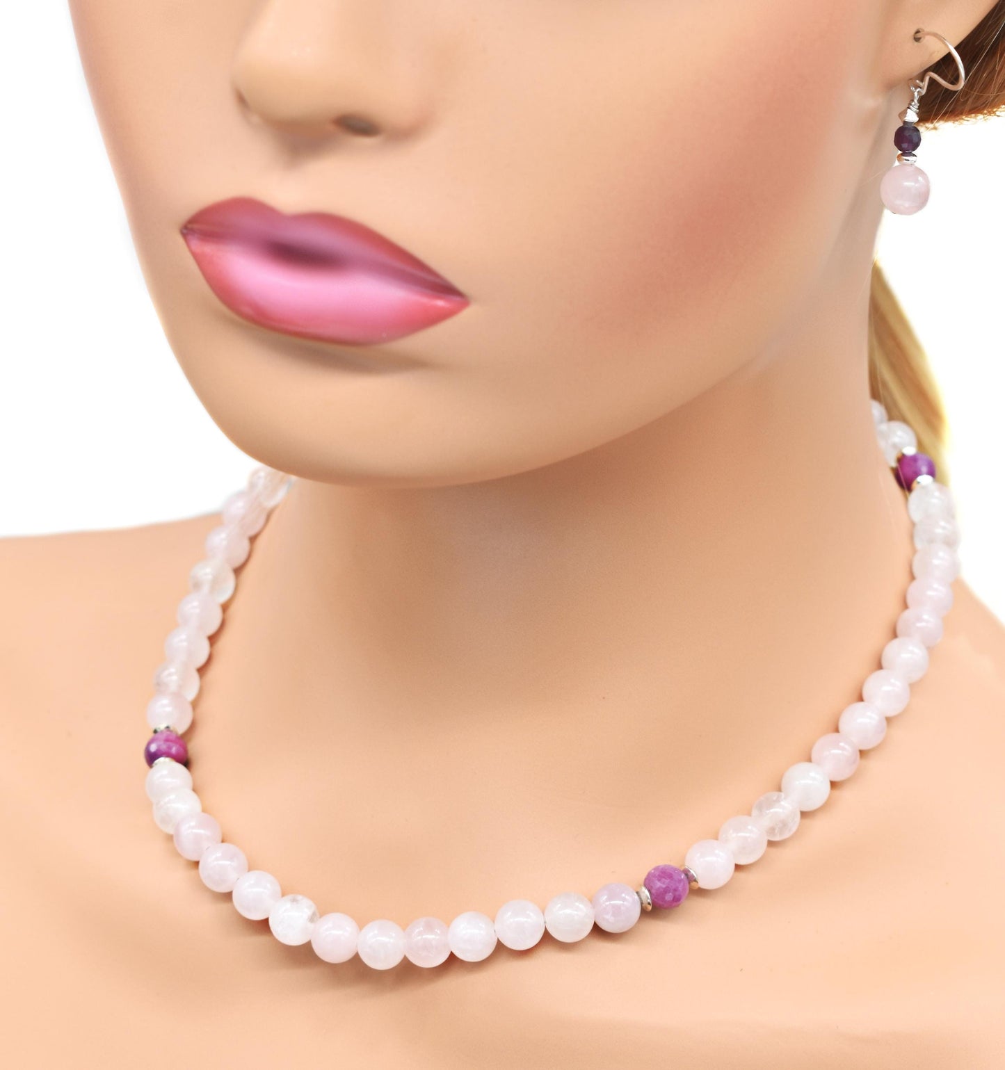 Rose Quartz and Ruby Necklace Set/ The Unconditional Love Power Necklace Set/ Healing Energy Necklace