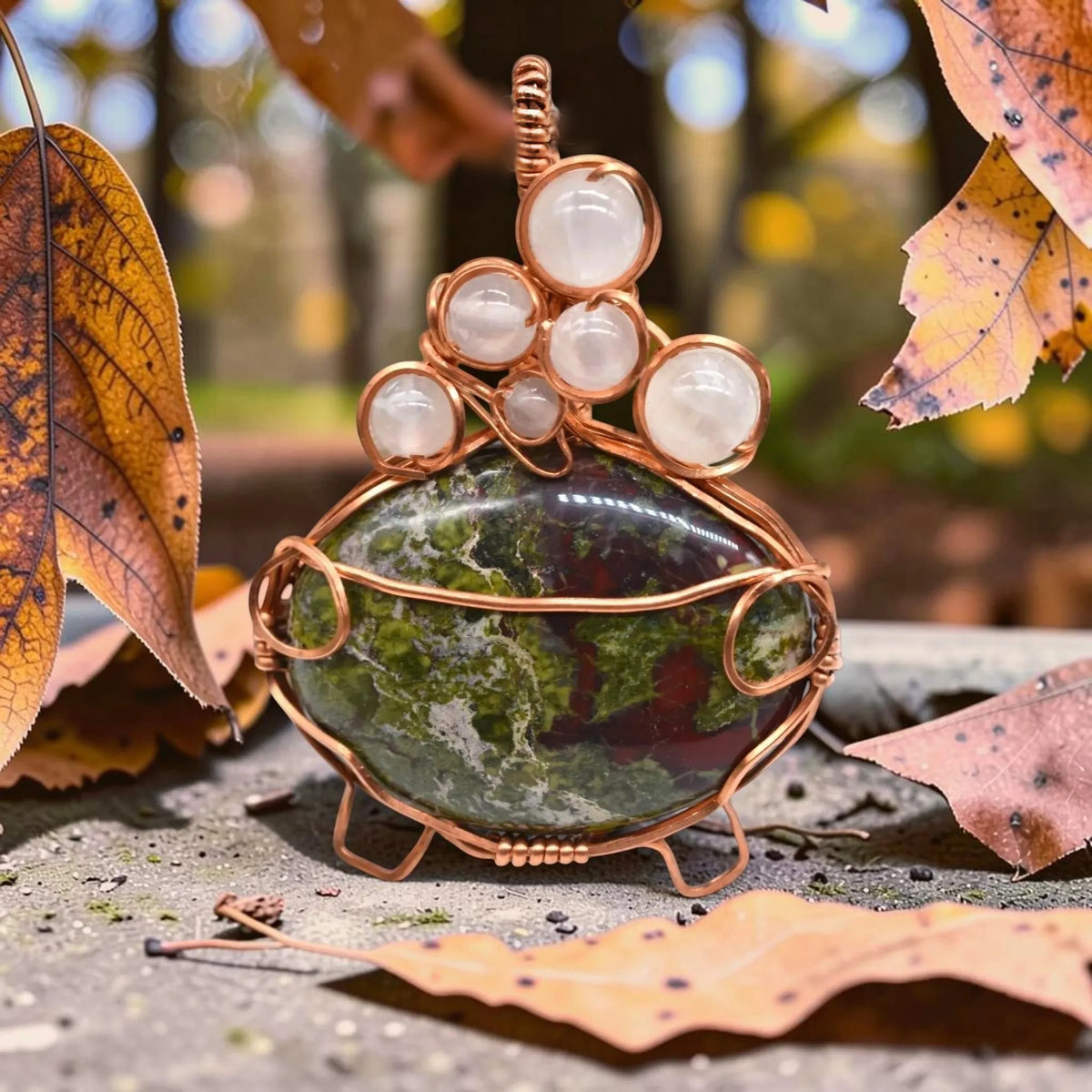 Spooky & Magical Transformation | Dragons Bloodstone Copper Cauldron Pot Pendant