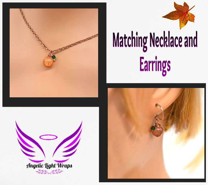 Autumn Magic, Creativity & Vitality | Carnelian Pumpkin Necklace & Earring Set