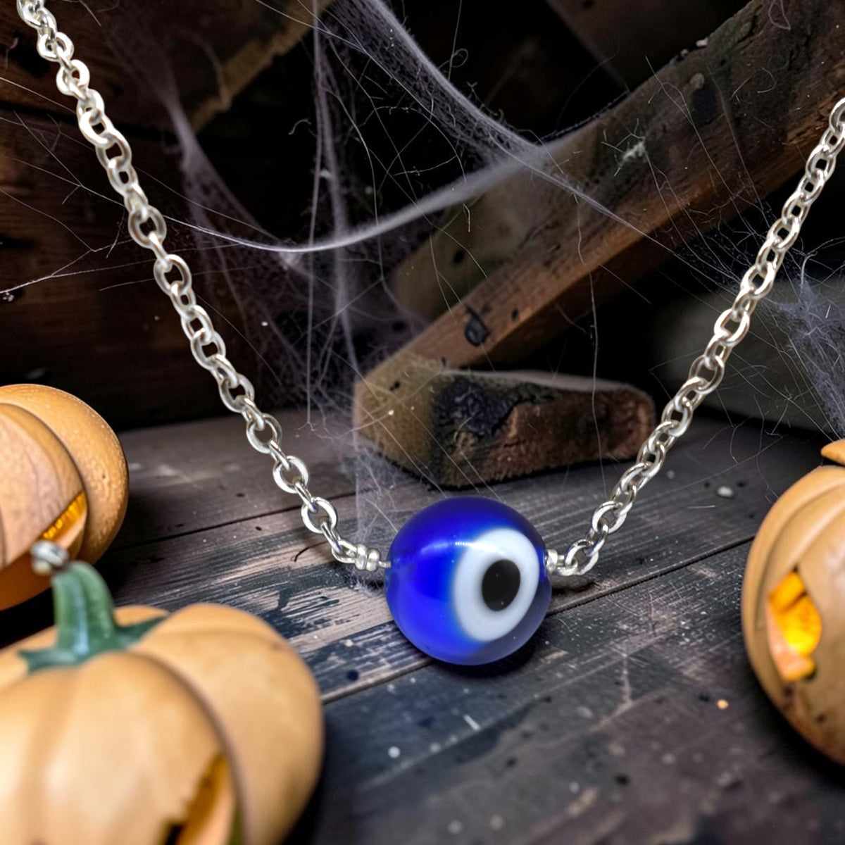Cute Little Eyeball Halloween Necklace/ Silver Necklace