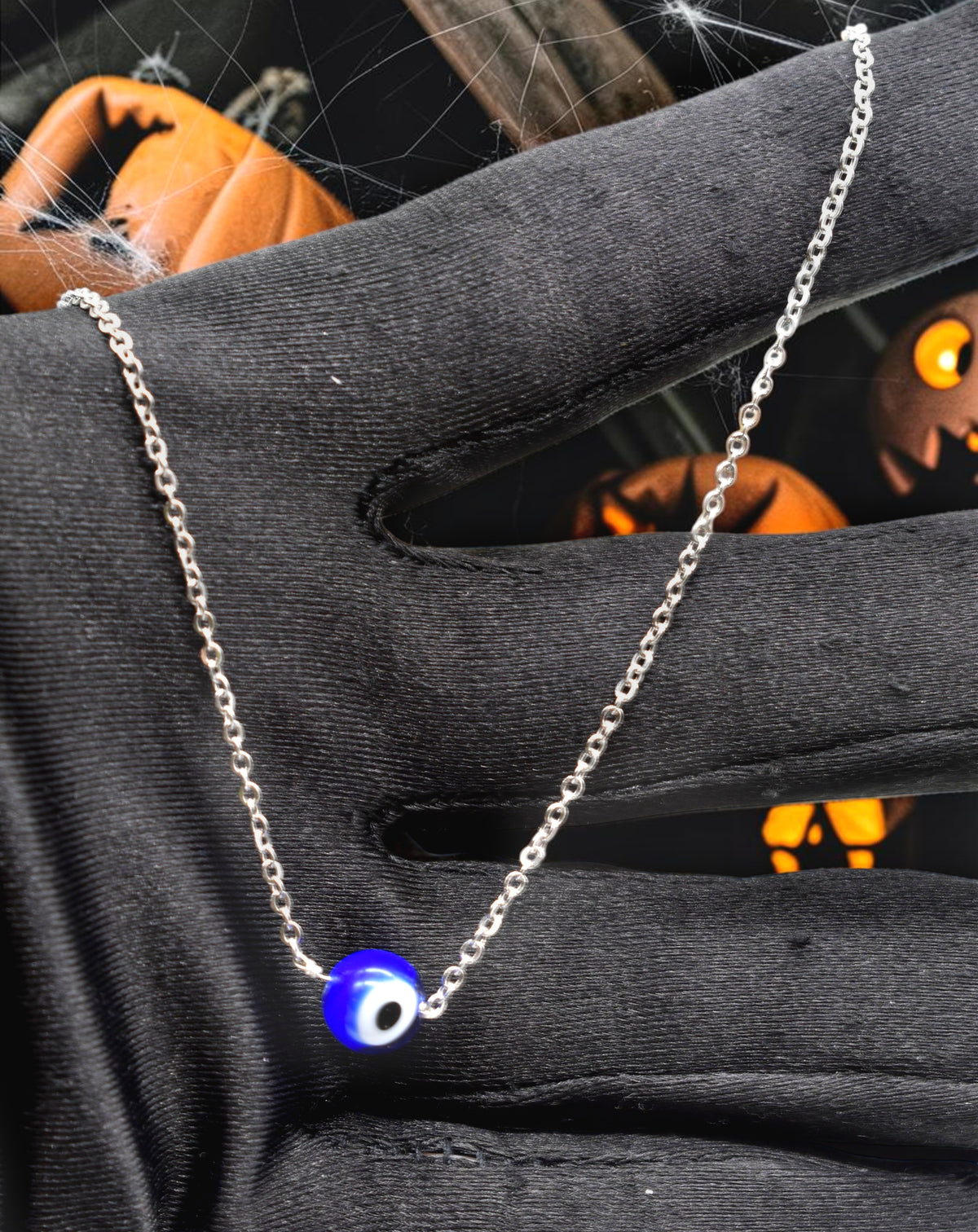 Cute Little Eyeball Halloween Necklace/ Silver Necklace