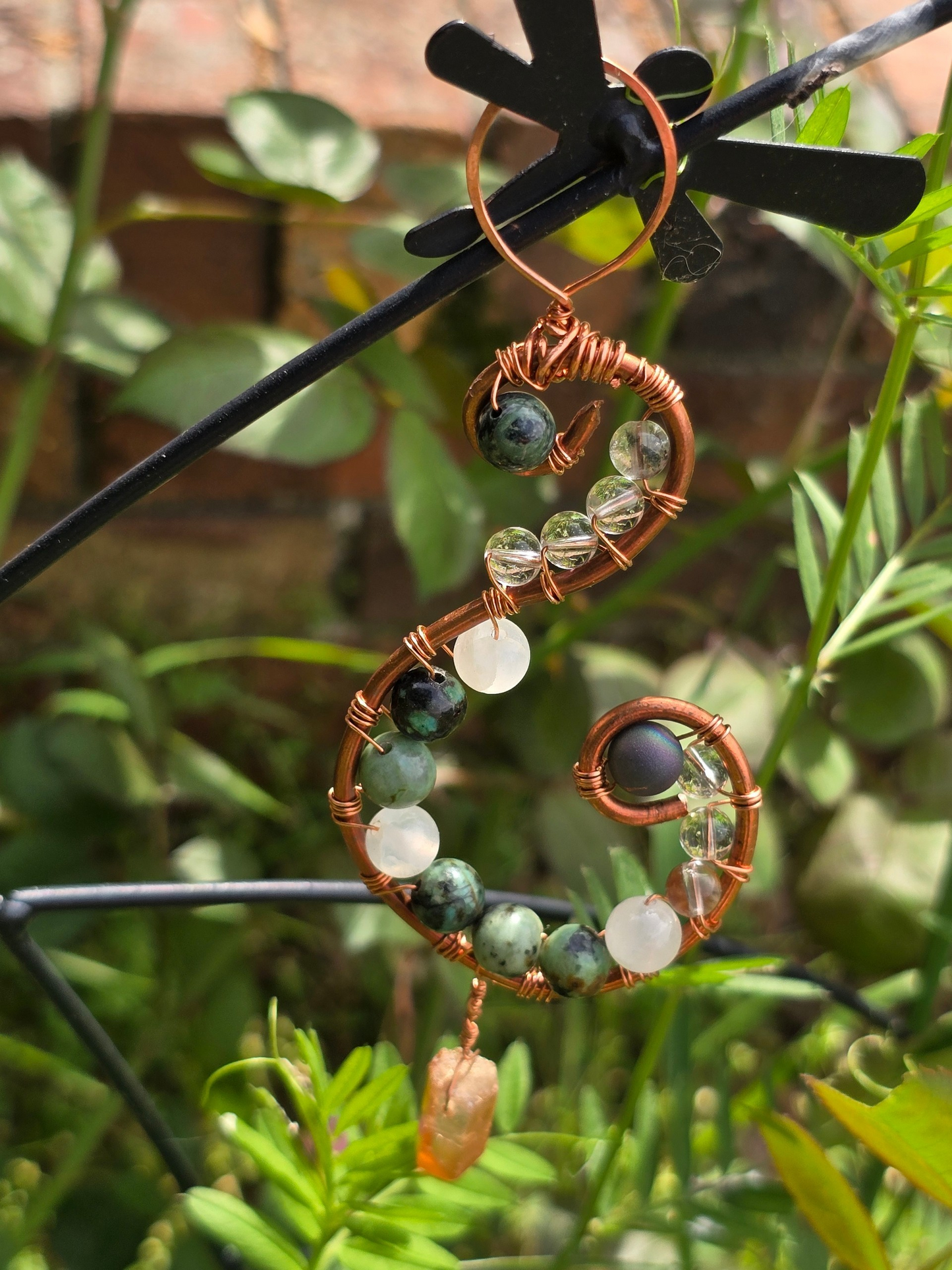 ✨ Swirled Gemstone, Crystal Copper Sun Catcher