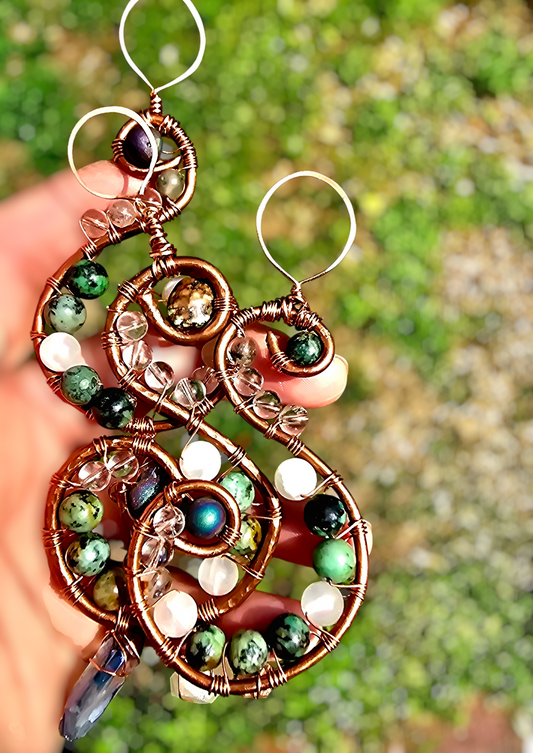 ✨ Swirled Gemstone, Crystal Copper Sun Catcher