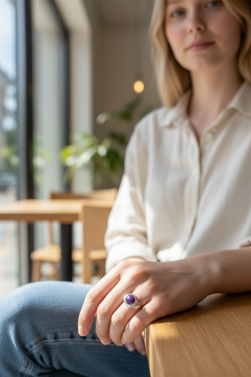 Lepidolite Celtic Meditation Ring